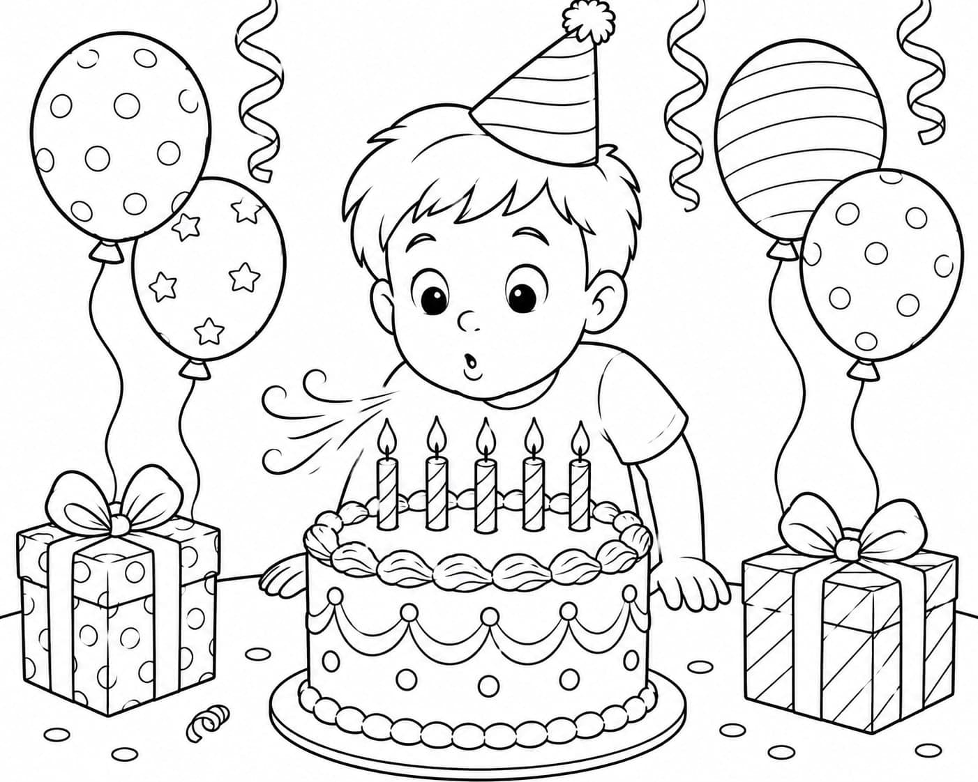 Birthday coloring page sample for Ages 6–8
