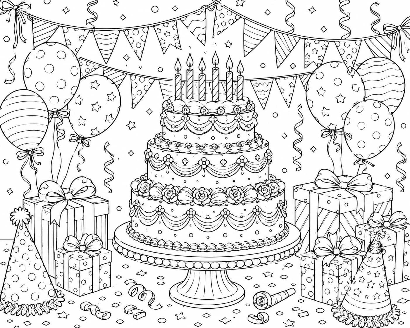 Birthday coloring page sample for Ages 9–12