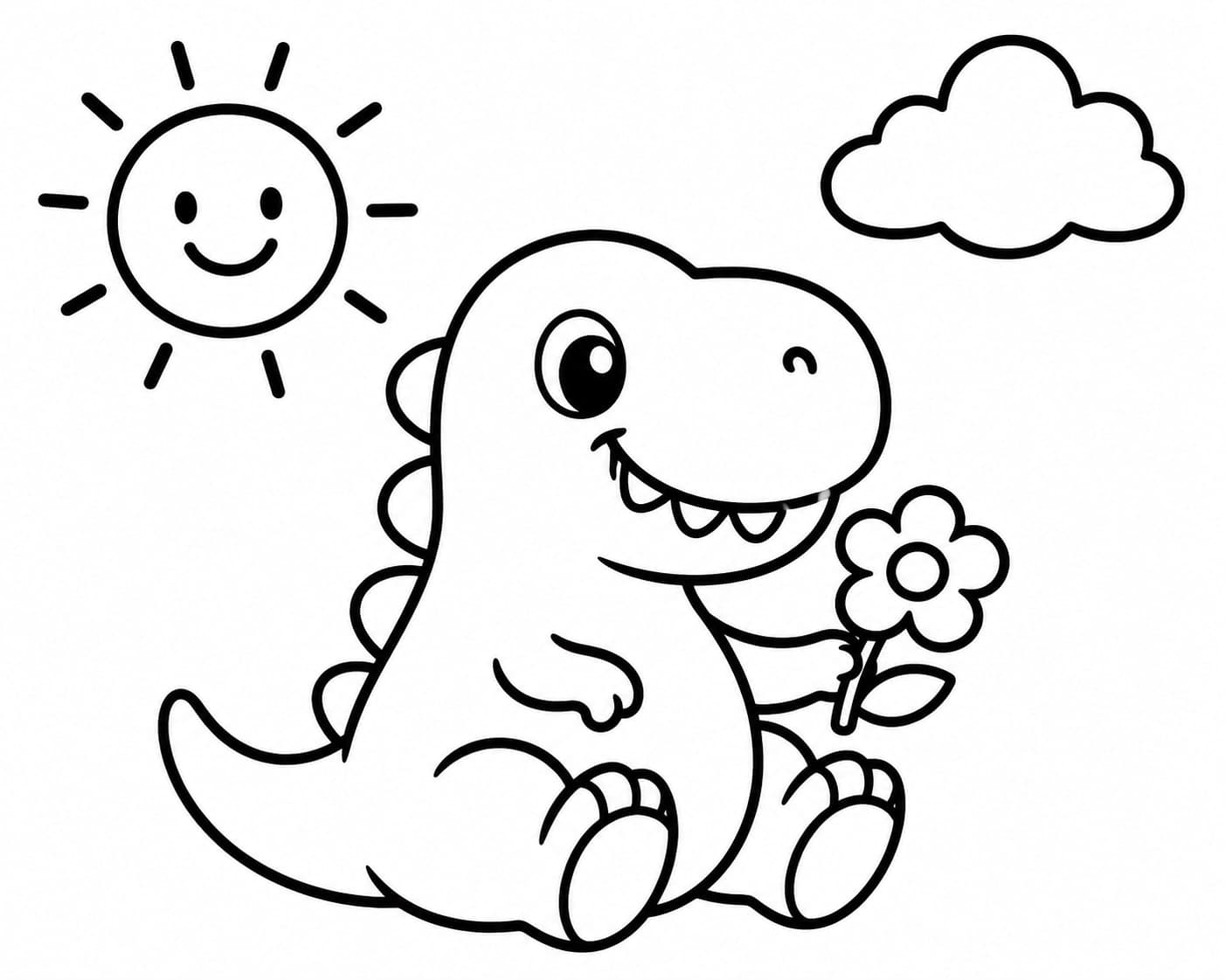 Dinosaurs coloring page sample for Ages 3–5