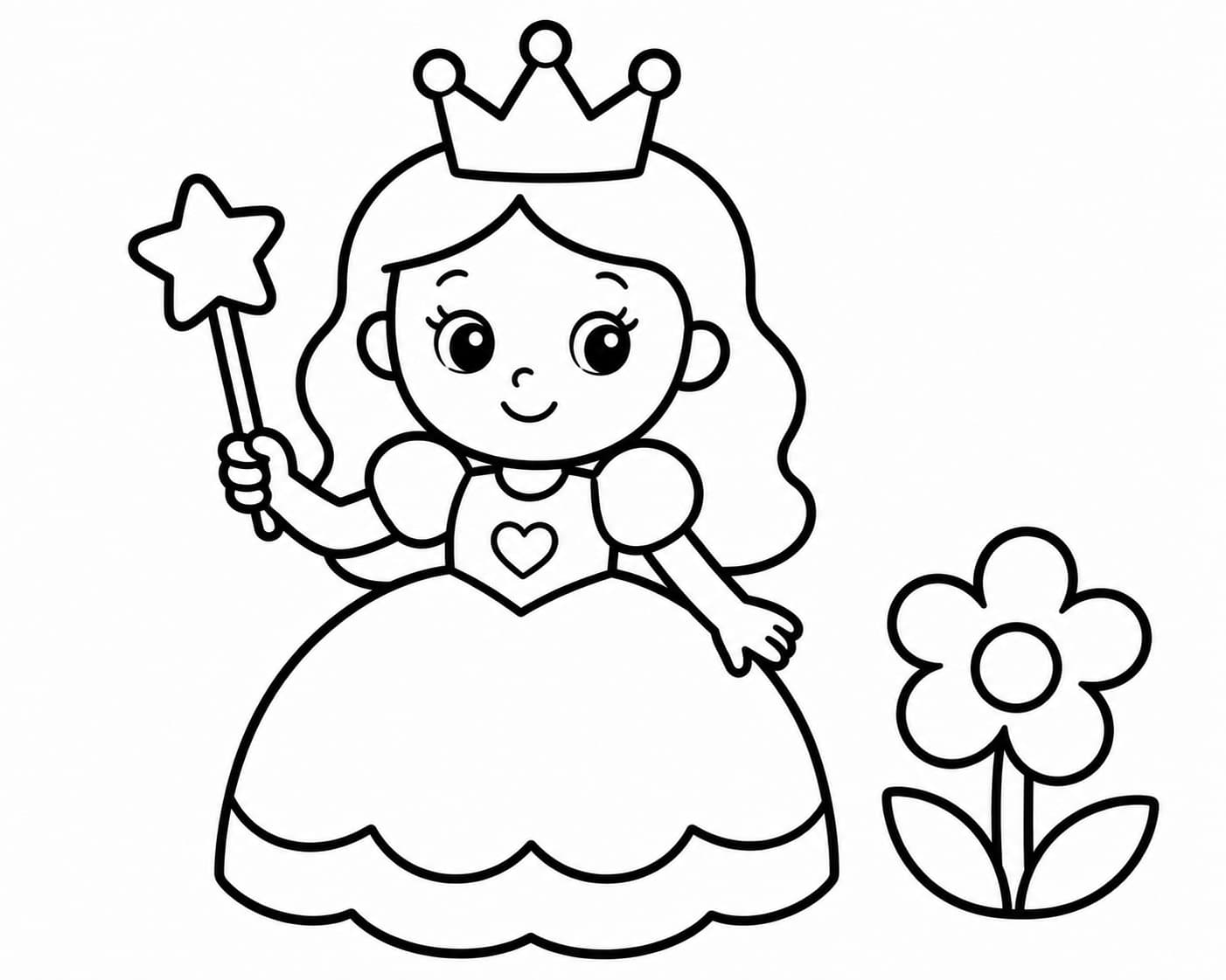Princess coloring page sample for Ages 3–5