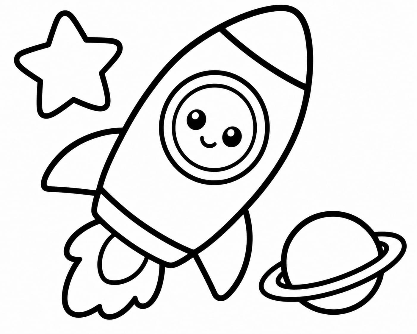 Space coloring page sample for Ages 3–5