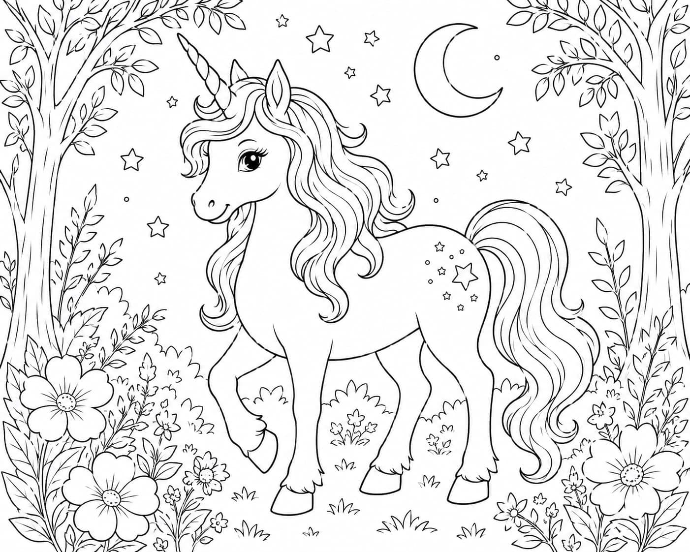 Sample unicorns coloring page from Fabelyn